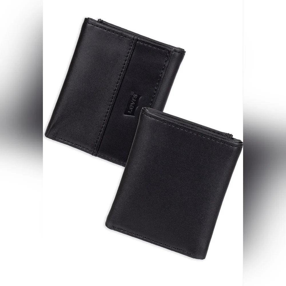New Black Levi's Men's Trifold Sleek and Slim wallet
